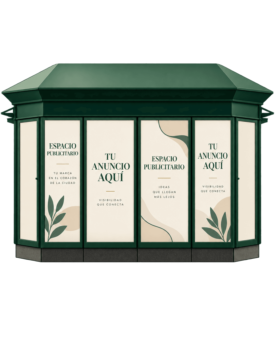 Kiosko Gran Vía de Bilbao con paneles publicitarios